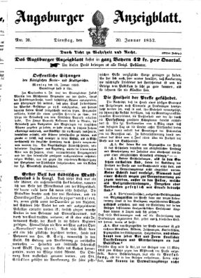 Augsburger Anzeigeblatt Dienstag 20. Januar 1852