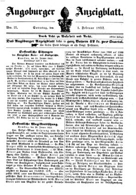 Augsburger Anzeigeblatt Sonntag 1. Februar 1852