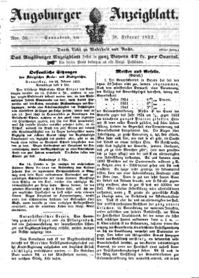 Augsburger Anzeigeblatt Samstag 28. Februar 1852