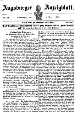 Augsburger Anzeigeblatt Donnerstag 4. März 1852