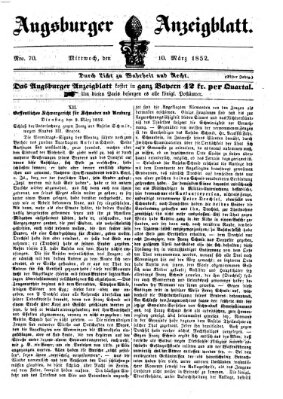 Augsburger Anzeigeblatt Mittwoch 10. März 1852