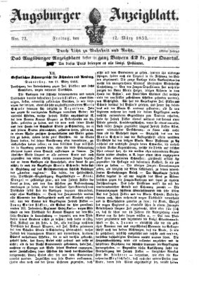 Augsburger Anzeigeblatt Freitag 12. März 1852