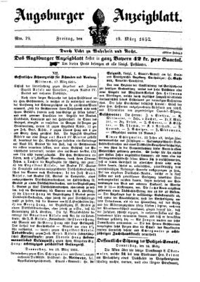 Augsburger Anzeigeblatt Freitag 19. März 1852