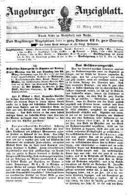 Augsburger Anzeigeblatt Montag 22. März 1852