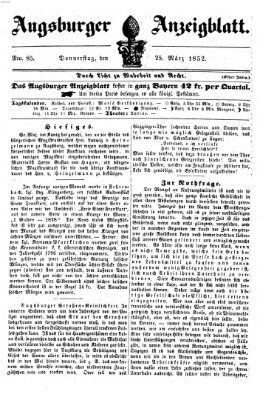 Augsburger Anzeigeblatt Donnerstag 25. März 1852