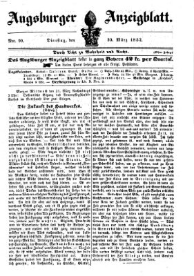 Augsburger Anzeigeblatt Dienstag 30. März 1852