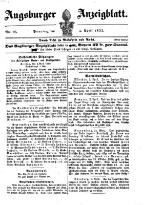 Augsburger Anzeigeblatt Sonntag 4. April 1852