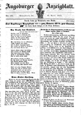 Augsburger Anzeigeblatt Samstag 10. April 1852