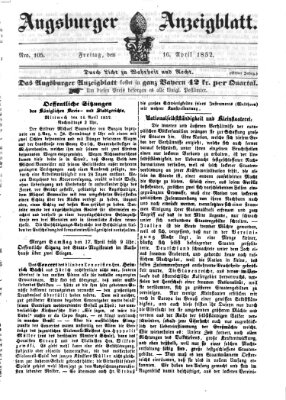 Augsburger Anzeigeblatt Freitag 16. April 1852