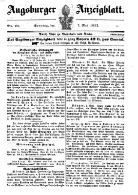 Augsburger Anzeigeblatt Sonntag 2. Mai 1852