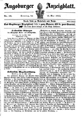 Augsburger Anzeigeblatt Sonntag 16. Mai 1852