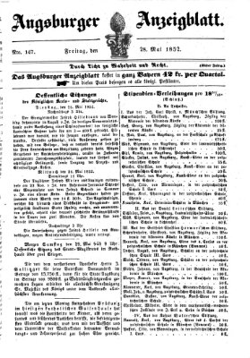 Augsburger Anzeigeblatt Freitag 28. Mai 1852