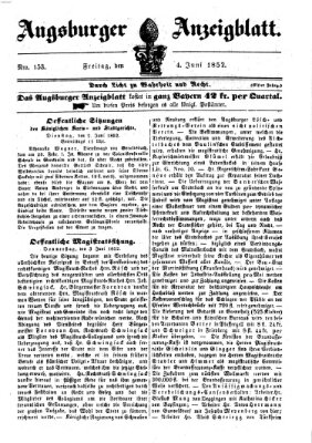 Augsburger Anzeigeblatt Freitag 4. Juni 1852