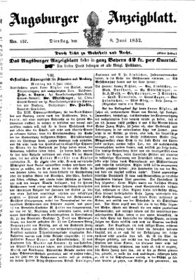 Augsburger Anzeigeblatt Dienstag 8. Juni 1852