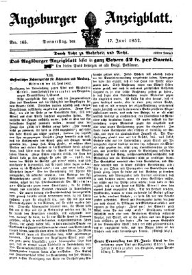 Augsburger Anzeigeblatt Donnerstag 17. Juni 1852