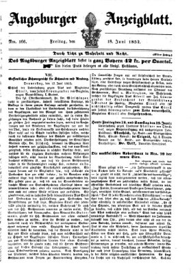 Augsburger Anzeigeblatt Freitag 18. Juni 1852