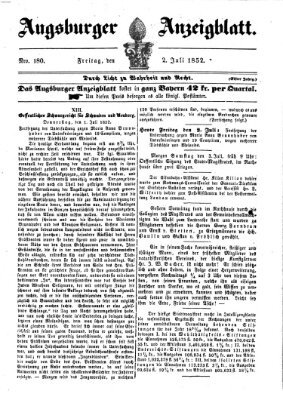 Augsburger Anzeigeblatt Freitag 2. Juli 1852