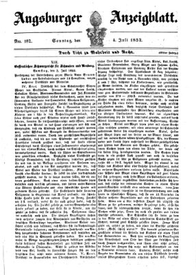 Augsburger Anzeigeblatt Sonntag 4. Juli 1852