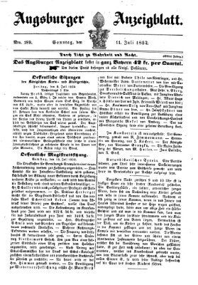 Augsburger Anzeigeblatt Sonntag 11. Juli 1852