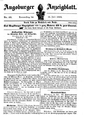Augsburger Anzeigeblatt Donnerstag 15. Juli 1852