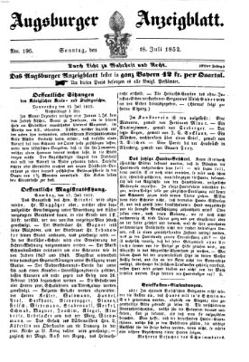 Augsburger Anzeigeblatt Sonntag 18. Juli 1852