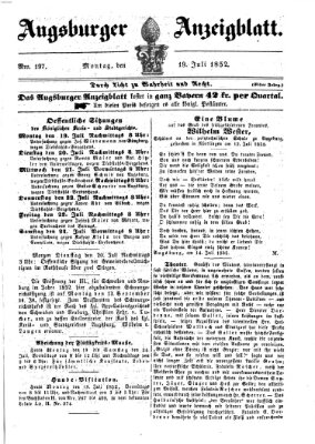 Augsburger Anzeigeblatt Montag 19. Juli 1852