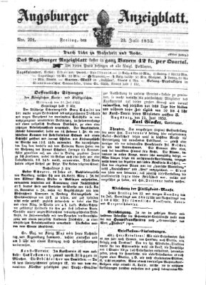 Augsburger Anzeigeblatt Freitag 23. Juli 1852