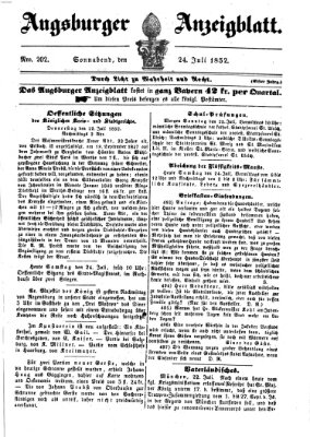 Augsburger Anzeigeblatt Samstag 24. Juli 1852