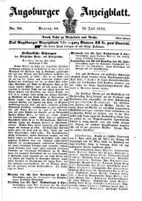 Augsburger Anzeigeblatt Montag 26. Juli 1852