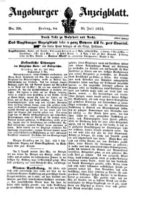 Augsburger Anzeigeblatt Freitag 30. Juli 1852