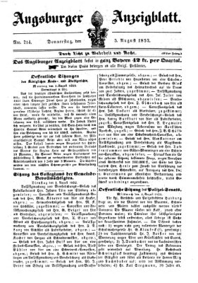 Augsburger Anzeigeblatt Donnerstag 5. August 1852