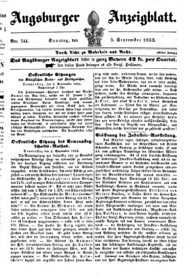 Augsburger Anzeigeblatt Sonntag 5. September 1852