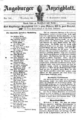 Augsburger Anzeigeblatt Dienstag 7. September 1852