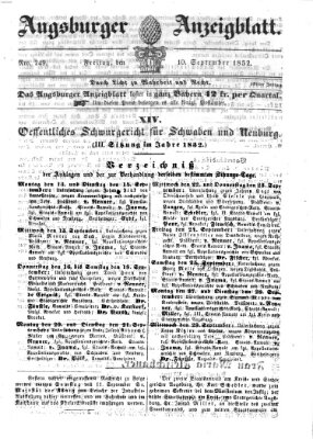 Augsburger Anzeigeblatt Freitag 10. September 1852