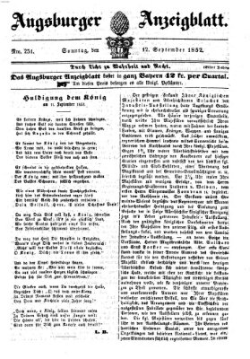 Augsburger Anzeigeblatt Sonntag 12. September 1852