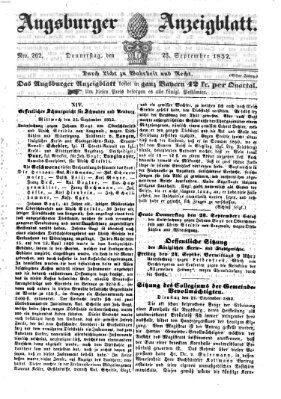 Augsburger Anzeigeblatt Donnerstag 23. September 1852