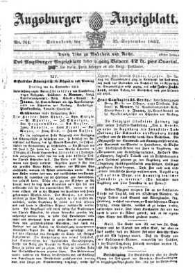 Augsburger Anzeigeblatt Samstag 25. September 1852