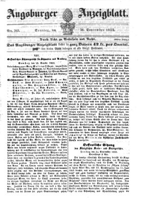 Augsburger Anzeigeblatt Sonntag 26. September 1852