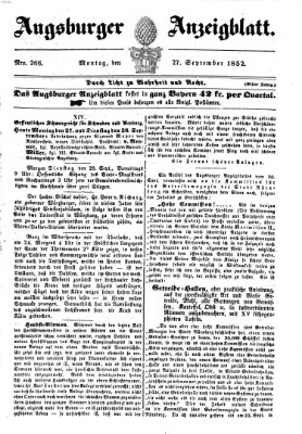 Augsburger Anzeigeblatt Montag 27. September 1852