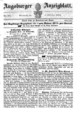 Augsburger Anzeigeblatt Mittwoch 6. Oktober 1852