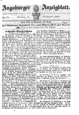 Augsburger Anzeigeblatt Sonntag 10. Oktober 1852
