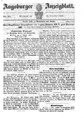 Augsburger Anzeigeblatt Mittwoch 13. Oktober 1852