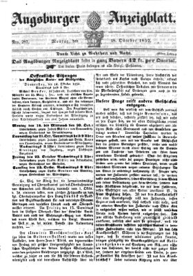 Augsburger Anzeigeblatt Montag 18. Oktober 1852