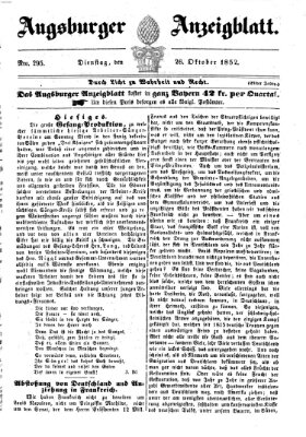 Augsburger Anzeigeblatt Dienstag 26. Oktober 1852