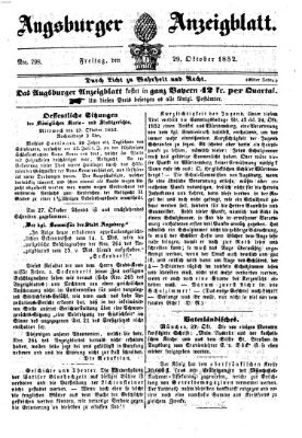 Augsburger Anzeigeblatt Freitag 29. Oktober 1852