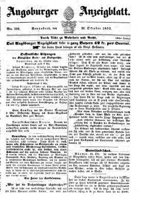 Augsburger Anzeigeblatt Samstag 30. Oktober 1852