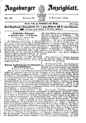 Augsburger Anzeigeblatt Freitag 5. November 1852