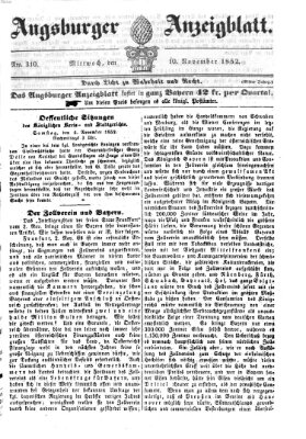 Augsburger Anzeigeblatt Mittwoch 10. November 1852