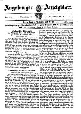 Augsburger Anzeigeblatt Sonntag 14. November 1852