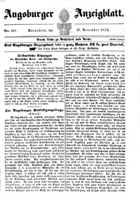 Augsburger Anzeigeblatt Samstag 27. November 1852